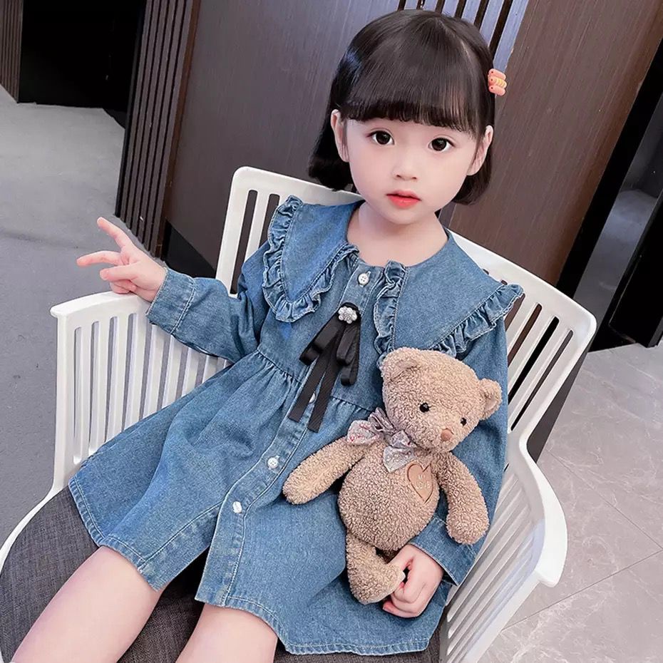 Zahra Dress Anak Perempuan Judith Bahan Jeand | Pakaian Anak Terlaris Usia 2-7 Tahun