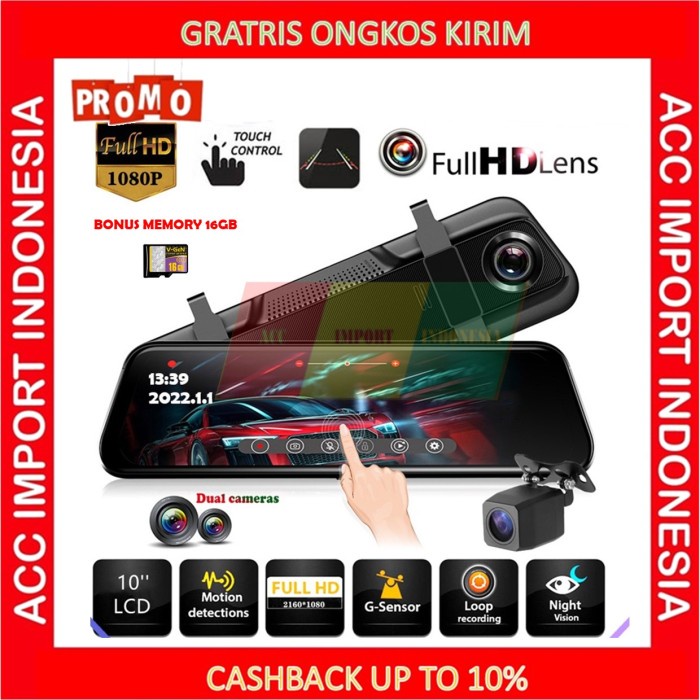CAR KAMERA SPION MOBIL DEPAN BELAKANG FULL SCREEN TOUCH DVR DASHCAM