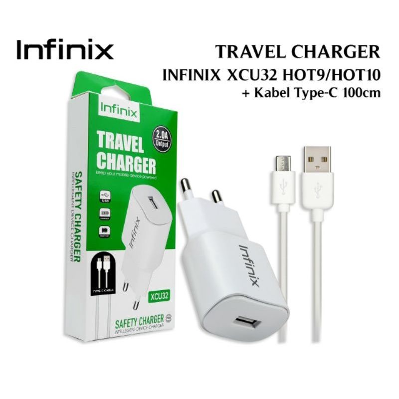 Travel Charger Infinix Tipe C Casan Infinix XCU32 Type C Usb Charger Infinix Hot 1usb Type C