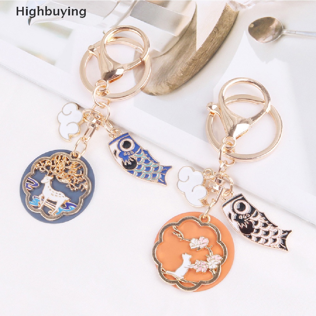 Hbid Gantungan Kunci Kucing Rusa Awan Indah Logam Ikan Keyring Bag Liontin Mobil Keychain Glory