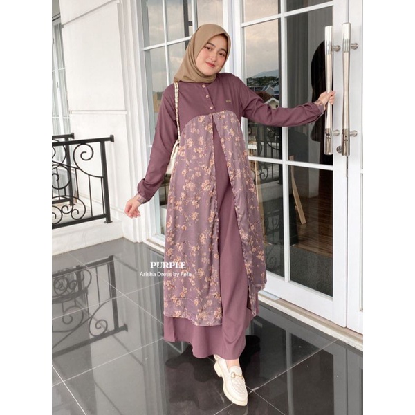 ARISHA DRESS / DRESS MOTIF - BAHAN ARMANY SILK MIX SHAKILA