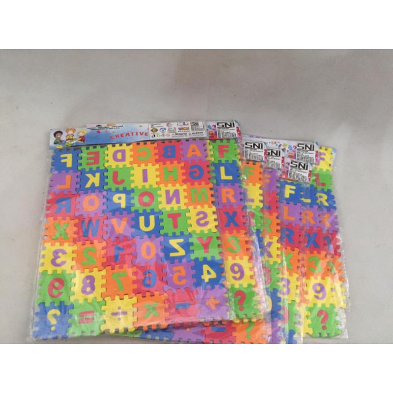 Puzzle Huruf & Angka Spon | Puzzle Spon | Mainan Edukasi Anak