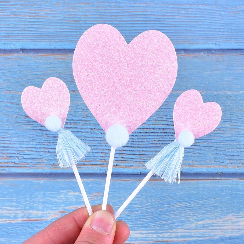 Topper Kue Love / Cake Topper Love Glitter isi 3 / Hiasan Kue Ultah Love Glitter