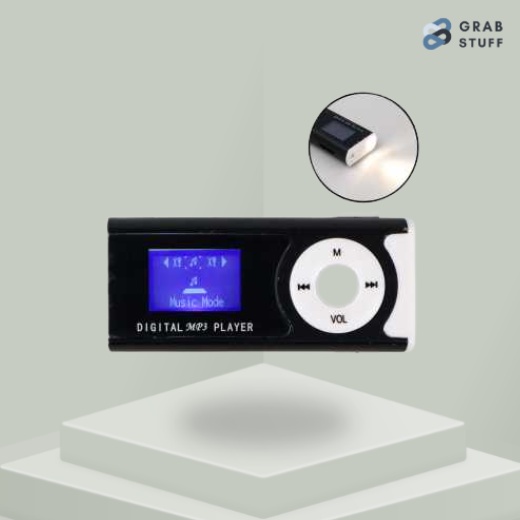 MP3 Mini Player Portabel Dengan Slot TF Micro SD Card dan Clip Gantungan + Lampu LED Flashlight / Mu