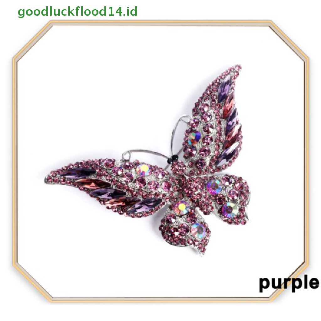 [GOOGFOUR] 1pc Butterfly Brooch Crystal Pin Bros Besar Untuk Wanita Pesta Banquet Pin [TOP]