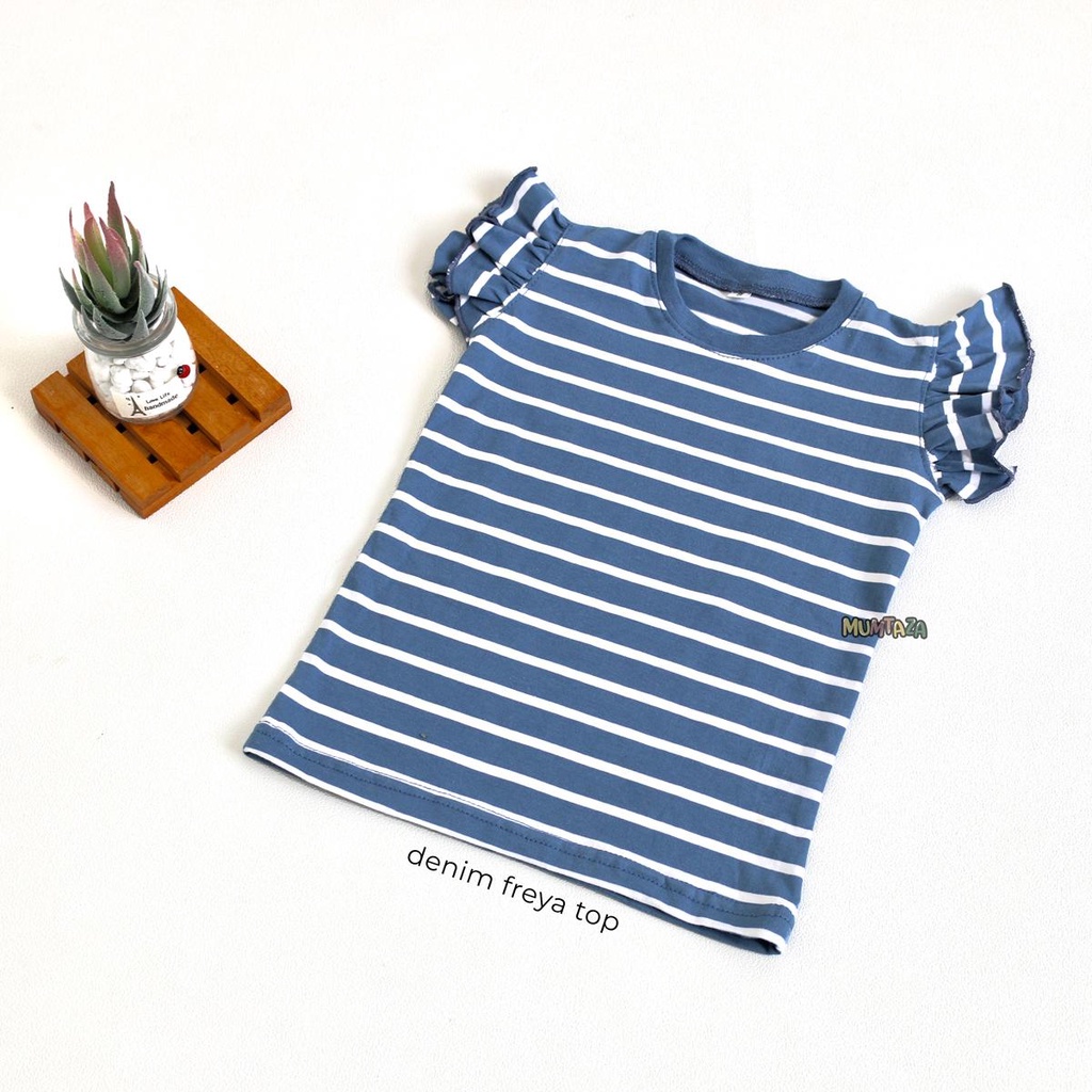 Baju Anak Perempuan Stripe Series Dress - Kaos Ruffle - Kaos Lengan Panjang