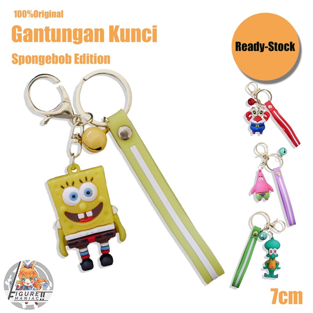 Gantungan Kunci - Spongebob 3D Edition 7 cm Premium Import Sponge bob Squidward Patrick Star Mr Krabs Gantungan Kunci Lucu Gantungan Kunci Cute