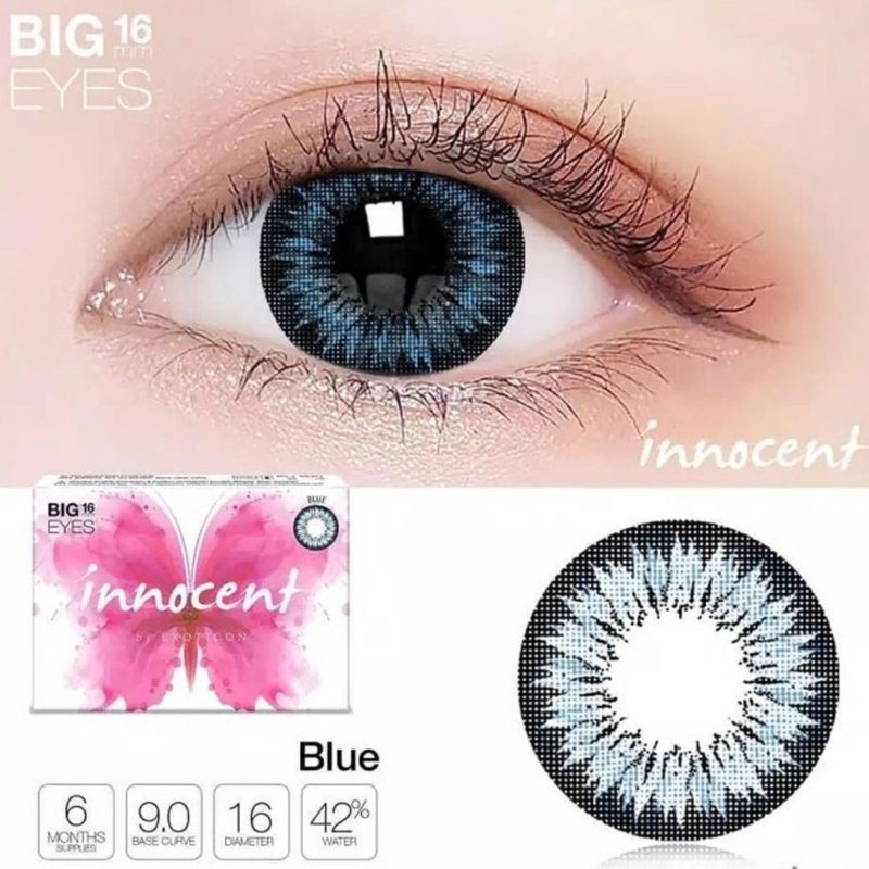 Softlens Innocent 16 mm Normal X2 Big Eyes by Exoticon Soflen Soft Lens Grey Brown Blue