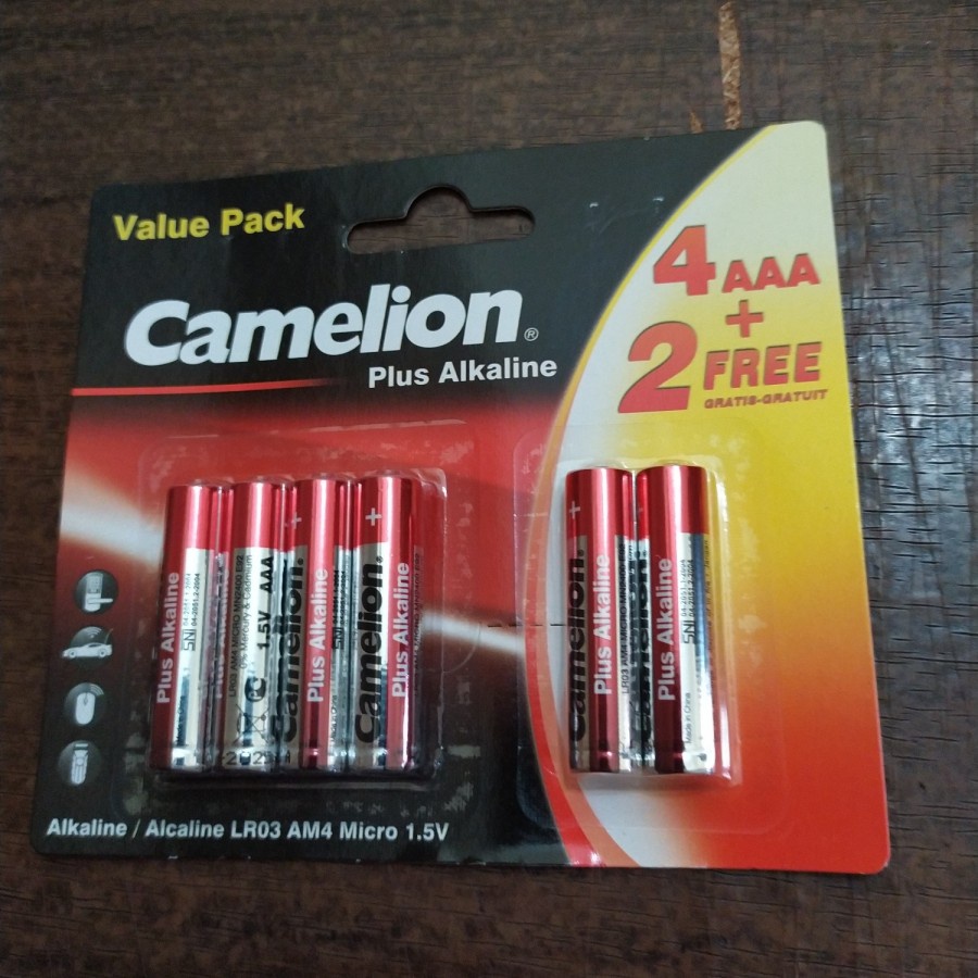 CAMELION Baterai Alkaline Plus 1.5V AAA Value Pack ( Beli 4 Gratis 2 )