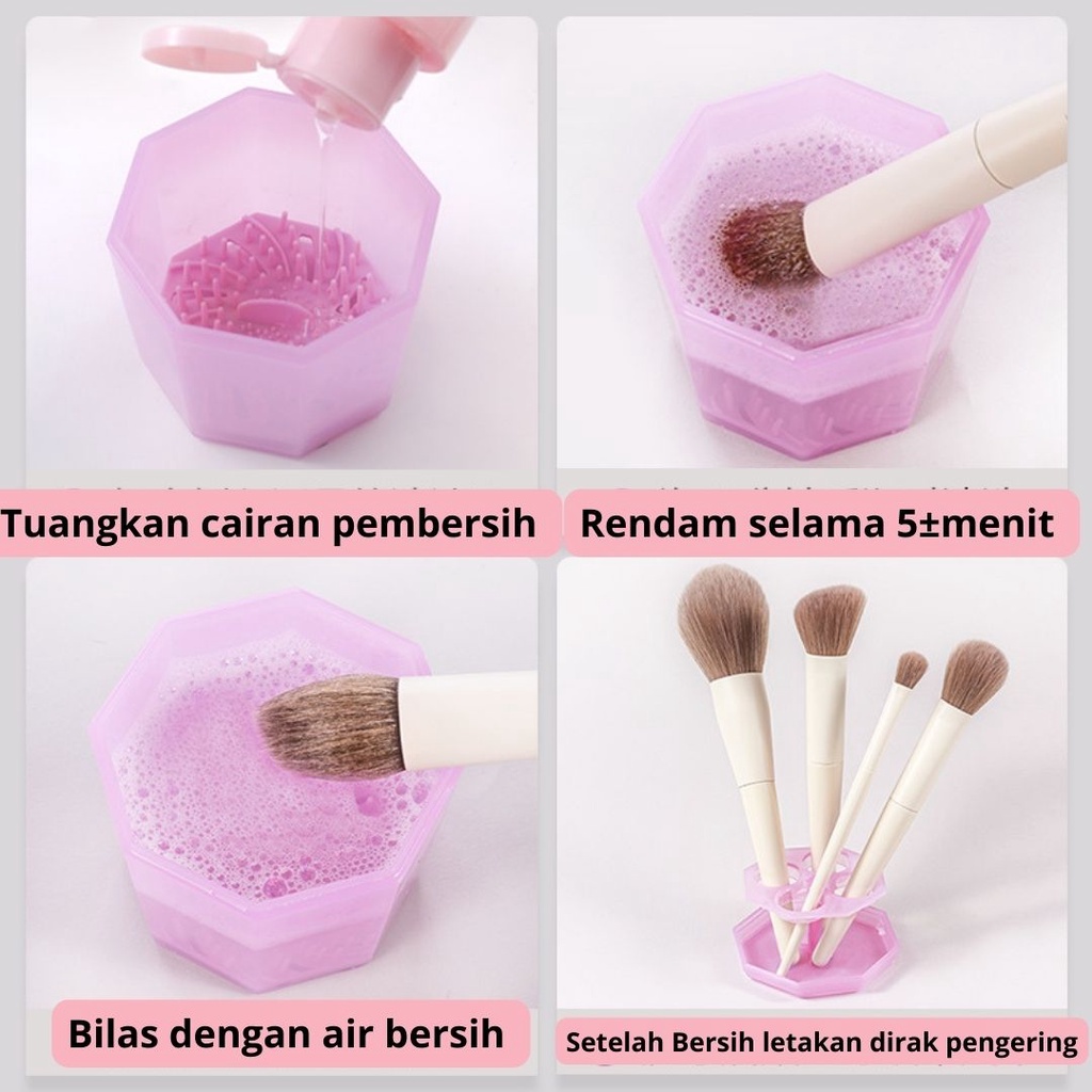 T&amp;Y Pembersih Make Up Brush Pembersih Kuas Make Up Rak Pengering Kuas Make Up Brush Stand Holder