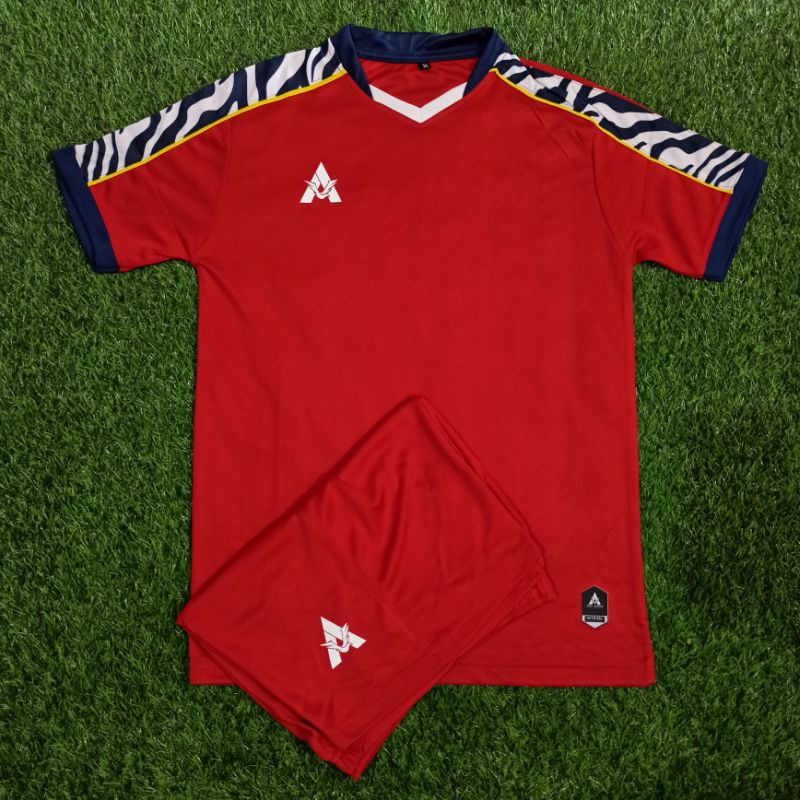 Printing Setelan Jersey Futsal Jersey Sepakbola Larva Apparel Motif Loreng Merah Putih Navy