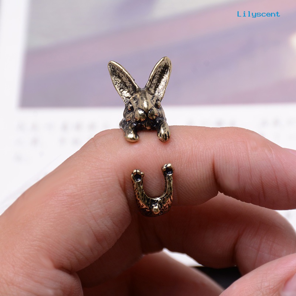 [LS] Vintage Rabbit Mid Finger Knuckle Opening Ring Pasangan Perhiasan Hadiah Ulang Tahun