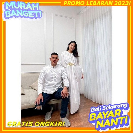 Baju Couple Pasangan Suami Istri / Couple Lebaran Pesta / Couple Keluarga / Gamis Kemeja Pria / Sari