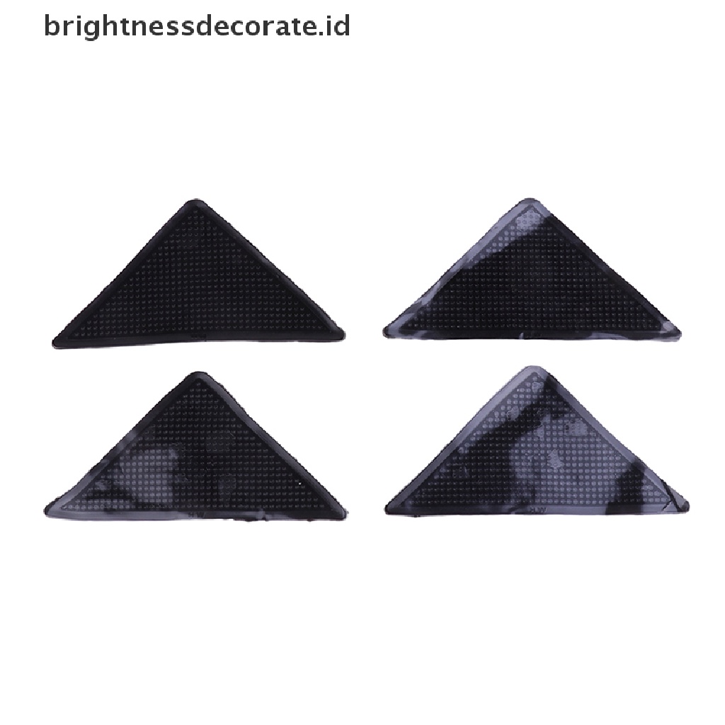 [Birth] 4pcs/set Segitiga Dicuci Reusable Rug Gripper Anti Selip Karet Mat Non Slip Patch Tape Untuk Lantai Ubin Karpet Sudut Pad [ID]