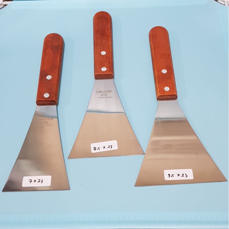 kape stainless kayu 23 cm spatula scrapper penyerok sutil pembalik pizza martabak crepes tepanyaki