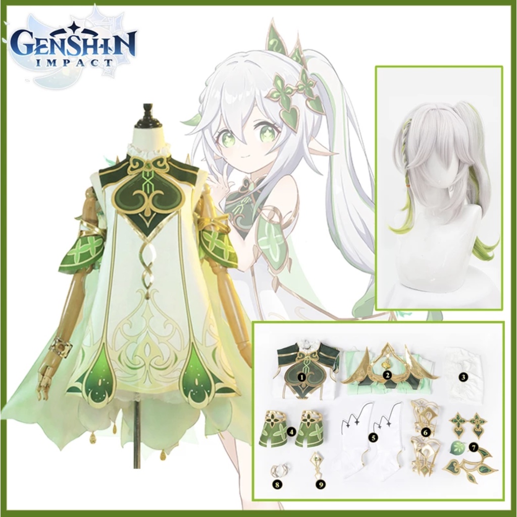 Game Genshin Impact Nahida Cosplay Costume Genshin Kusanali Cosplay Suit Halloween Costumes for Women Outfit Full Set