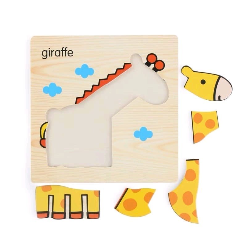 WE Puzzle Jigsaw 15CM Puzzle Jigsaw Kayu 3D Karakter Hewan dan Kendaraan Lucu Puzzle Wooden Puzzle Kayu Timbul