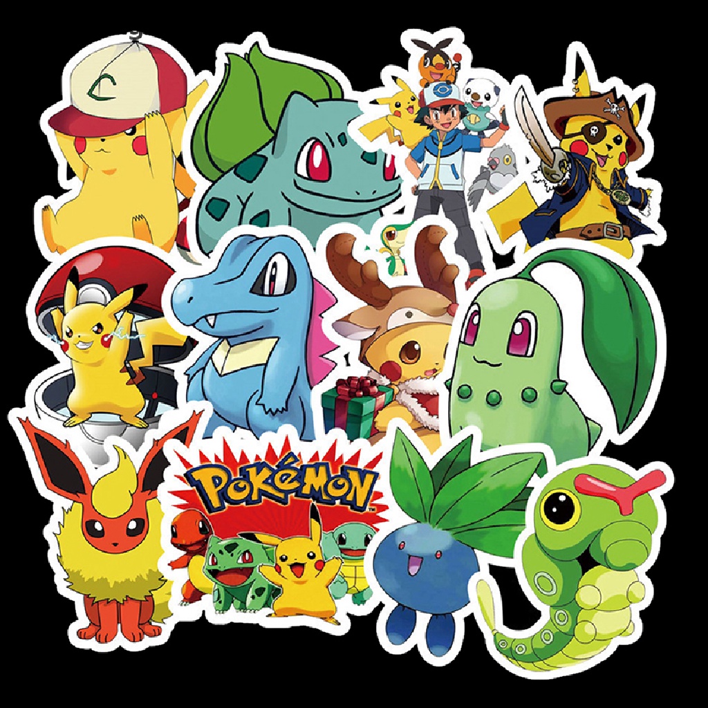 [lalatag] 50pcs Stiker Doodle Pokemon Lucu Kartun Tahan Air Stiker Koper Laptop [ID]