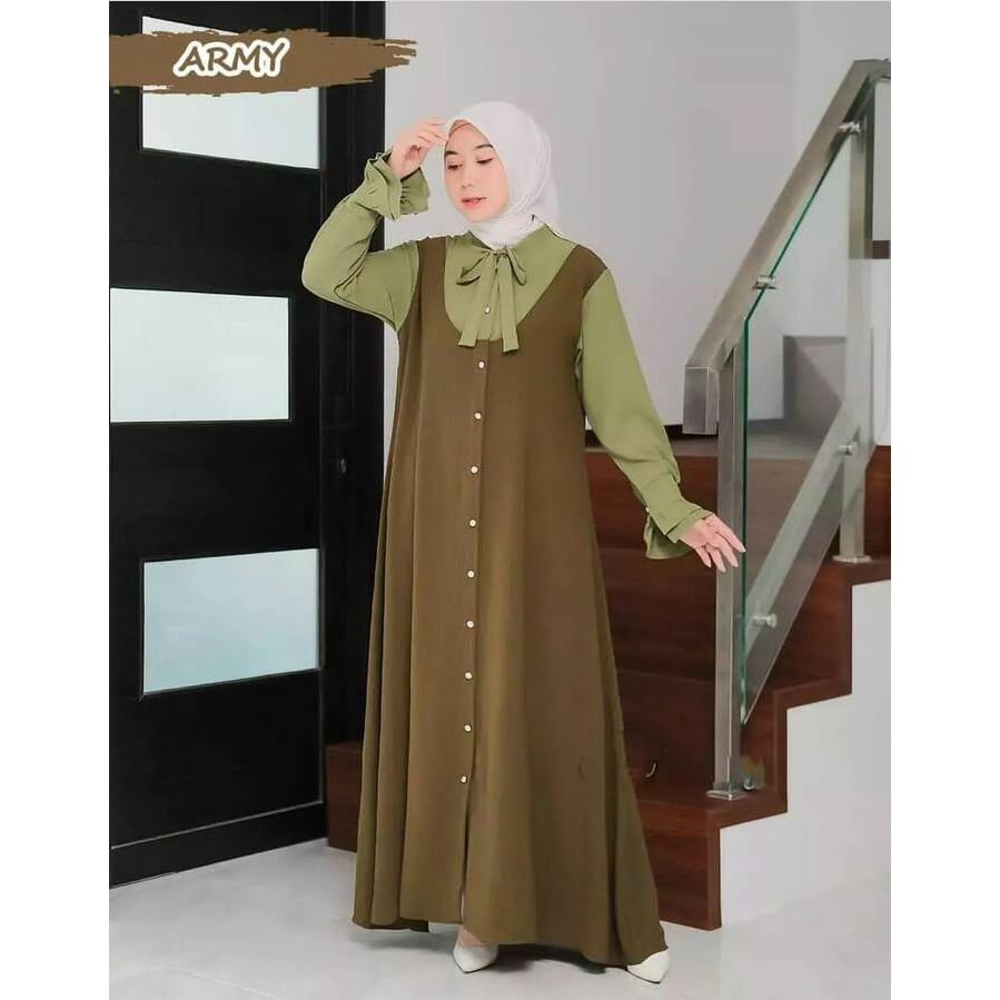 Baju Wanita Gamis Crinkle Busana Muslim Wanita Terbaru Syaena Maxy Dress Panjang Gamis Jumbo Outfit Wanita Kekinian