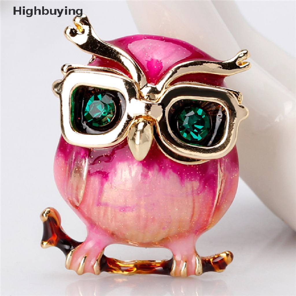 Hbid Enamel Owl Kacamata Bros Pin Hewan Kristal Pesta Pernikahan Bros Pin Hadiah Glory