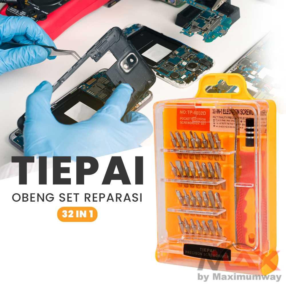 TIEPAI Obeng Set lengkap 32 in 1 service reparasi HP dan elektronik segala bentuk mur dan baut micro