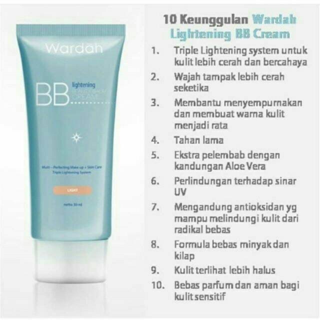 WARDAH Lightening BB Cream Indonesia / BB Krim Wajah 15ml / Multi Skin Care + Make Up Triple Lightening System SPF 32 PA+++ UV Protection Beauty Balm Light Natural / Cosmetic Makeup Face Make Up / Compact Loose Powder Foundation Concealer Bedak / Series