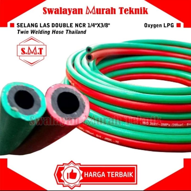 Selang Las Double NCR Twin Welding Hose 1/4" x 3/8" Ecer Meteran