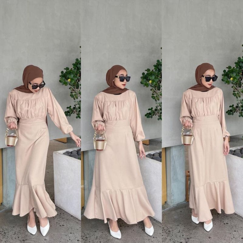 (DBY) GAMIS ZILVANIA ATASAN WANITA MAXI DRESS BAHAN SHAKILA