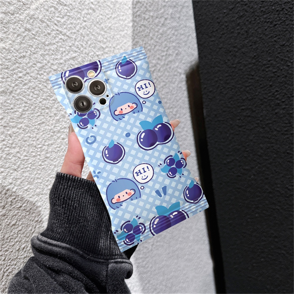 Casing Cewek Blueberry OPPO A57 2022 A77S A16 A17 A16K A55 A95 A96 A76 A12 A1K A5s A15 A54 A7 A53 A3s A31 A92 F9 F11 Reno5 Alpukat Kartun Beruang TPU Soft Phone Cover