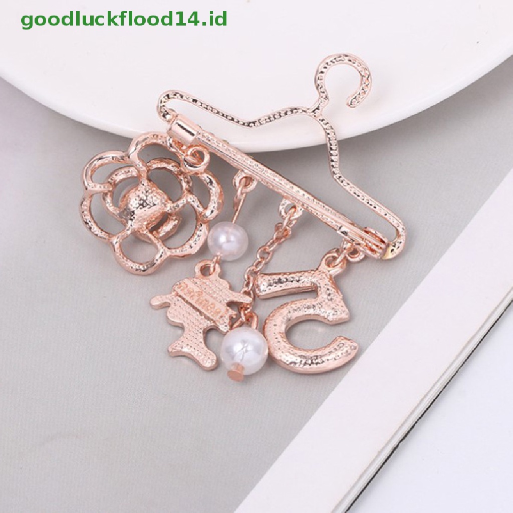 [GOOGFOUR] 1pc Disepuh Rose Gold Bunga Mutiara Berlian Imitasi Mini Gantungan Pin Kreatif DIY  [Atasan]