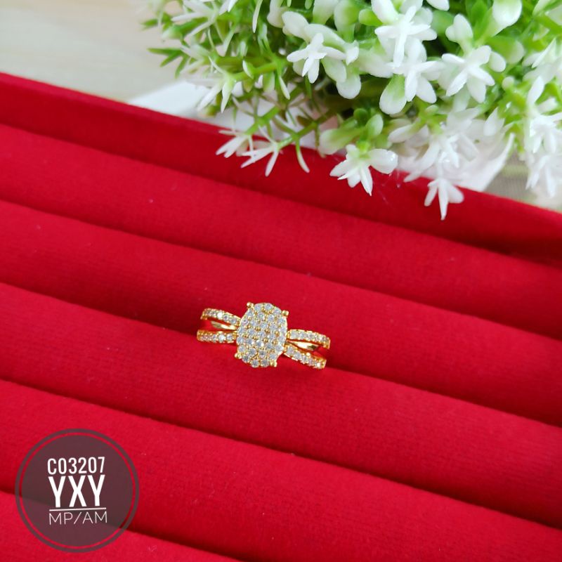 Cincin yaxiya permata zircon gold C03207