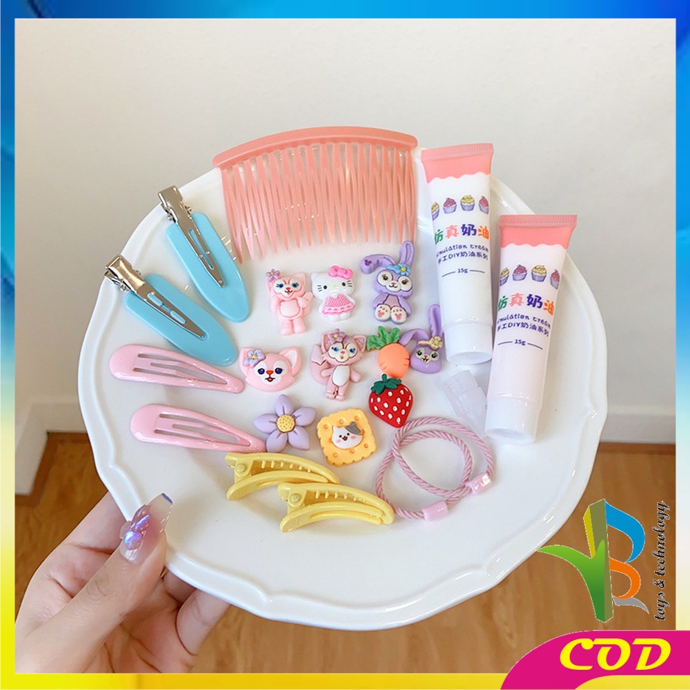 RB-C776 Jepit Rambut DIY Set With Clay Decorating Hair Pin Korean Style / Menghias Jepitan Karet Aksesoris Rambut Anak dengan Cream Import