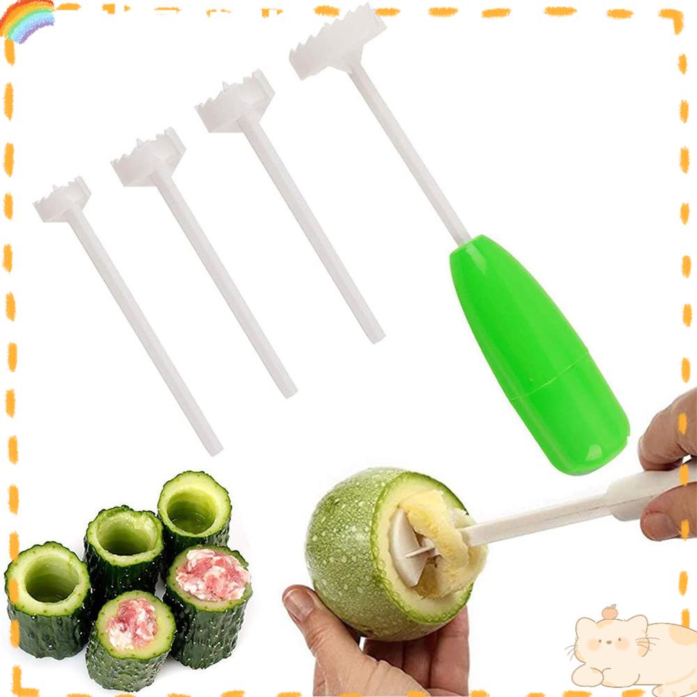 Solighter 4pcs/set Pemotong Spiral Sayuran Kreatif Kepala Yang Dapat Diganti Buah Shred Alat Pemotong Spiral