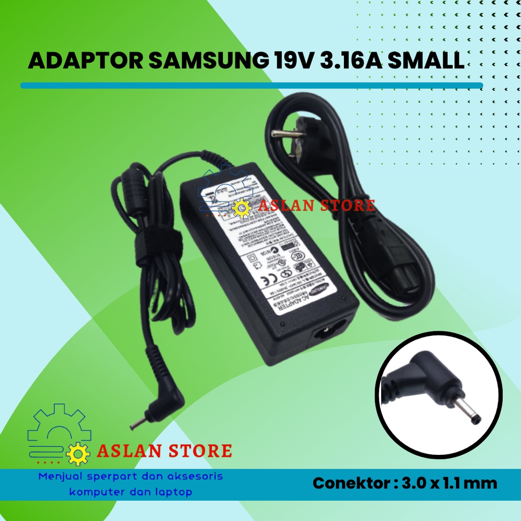 Adaptor Adapter Charger Carger Casan Laptop Samsung 19V 3.16A 3.0x1.1 mm Colokan Kecil Samsung Series 9 AD-4019SL Ultrabook For Samsung ATIV Book 5 NP540U4E Ultrabook, For Samsung ATIV Book 7 730U3E NP730U3E 13.3, For Samsung ATIV Book 7 NP740U3E