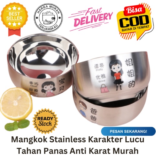 [BISA COD] PROMO Mangkok Stainless Karakter Lucu Tahan Panas Anti Karat Murah Mangkok Makan Wadah Sa