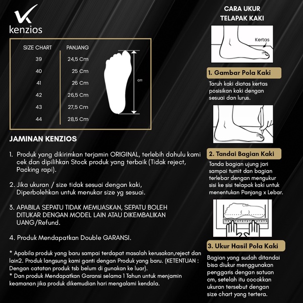 Kenzios Sepatu Formal Pria Thom Black Series