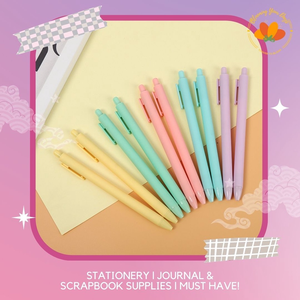 

Pen bolpoin warna warni hitam pastel bolpen korea lucu color black pena