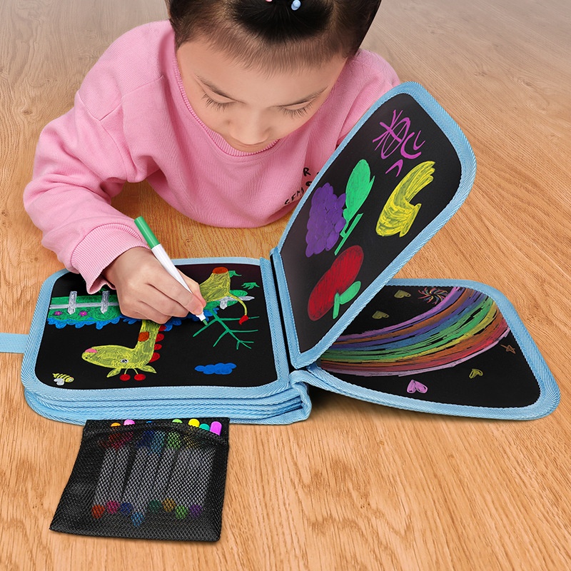 

Buku Gambar Portable Magic Book/ Black Book Portable/ Buku Gambar Ajaib Reusable Bisa Dihapus
