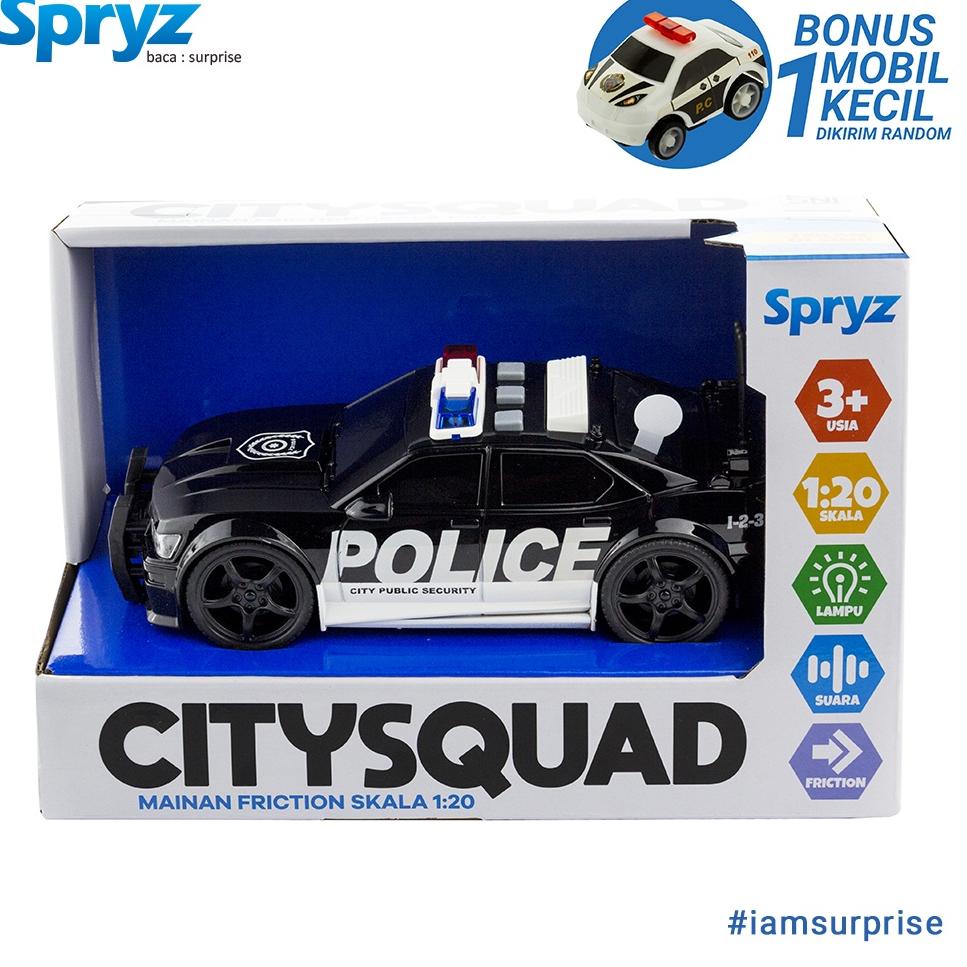 KTP.03Ja23ᴬ ▪ Spryz Citysquad Mainan Mobil Polisi 1:20 dengan Mesin Friction, Lampu & Suara