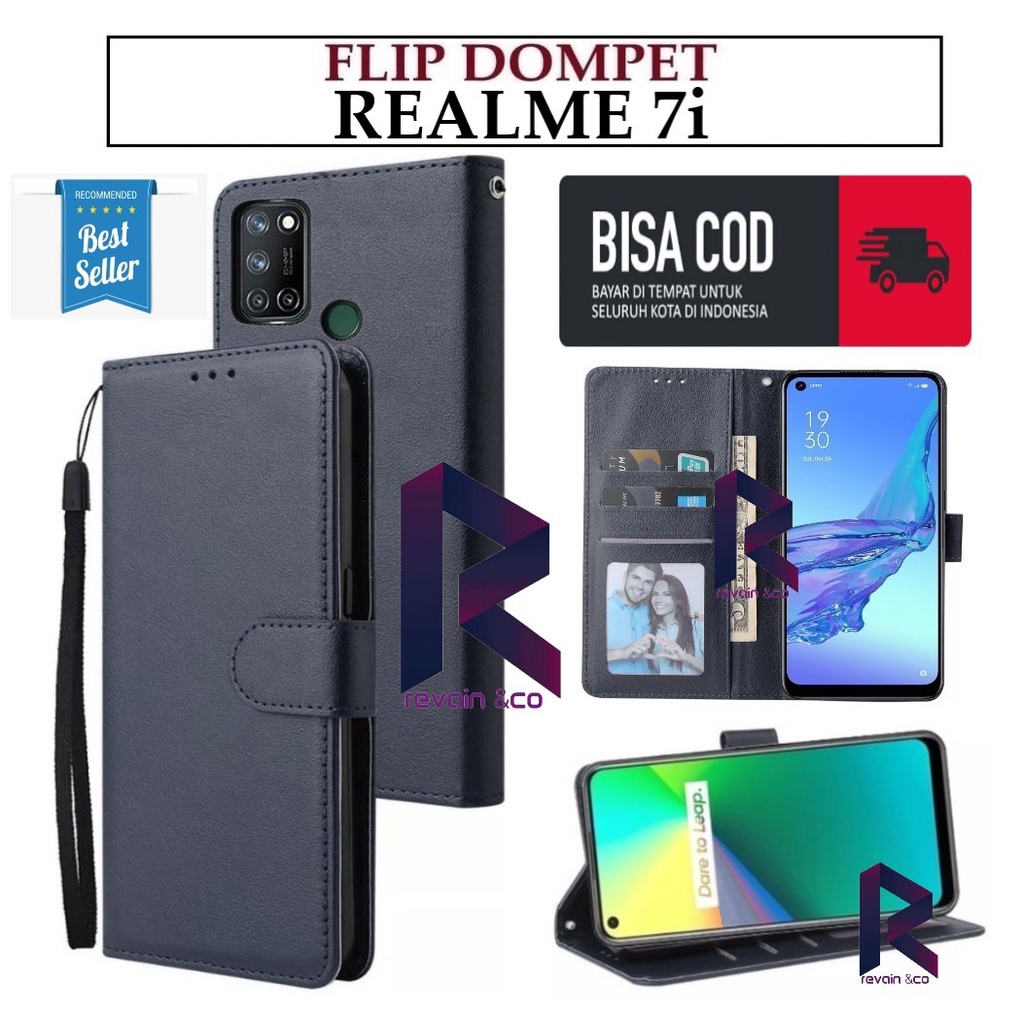 CASE REALME 7i FLIP WALLET LEATHER KULIT PREMIUM SARUNG BUKA TUTUP KESING HP FLIP CASE REALME 7i