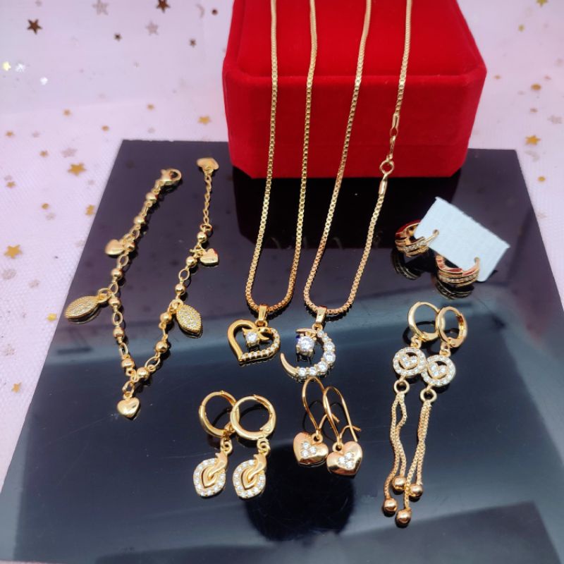 Paket usaha grosir Hemat Set kalung + Anting+ gelang untuk ukuran dewasa