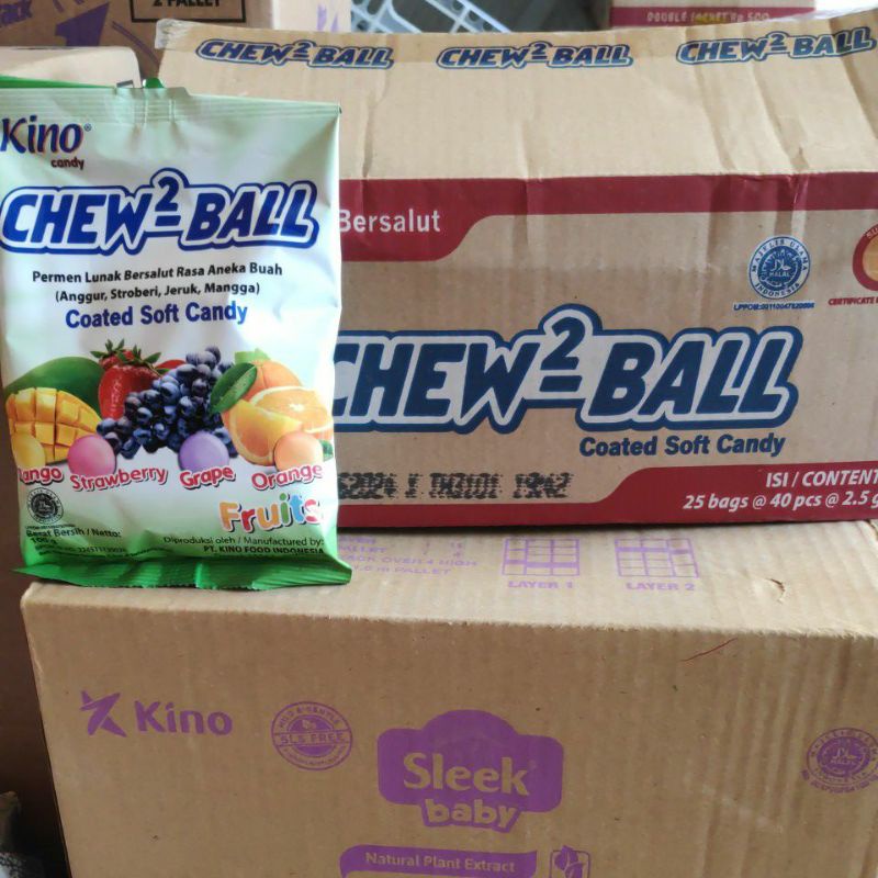 Candy Chew2 Ball 1 bag Chewey Permen Lunak Durian Bangkok Mangga Arumanis rasa Manggo Strawberry Grape Orange Fruits