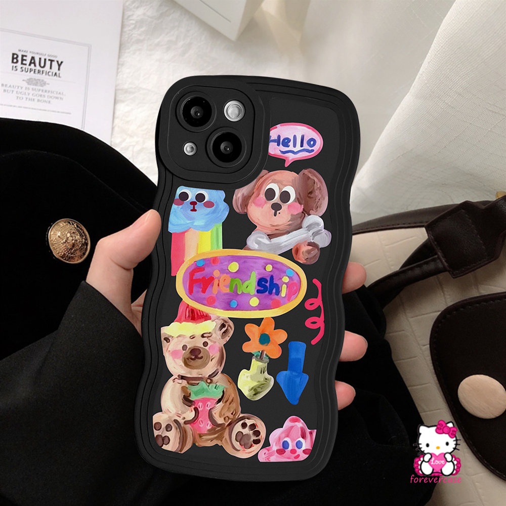 Redmi 9T 10 9A 9C 10C A1 9 10A A1+Note 10Pro 9 8 10 11 10s 9Pro Note 11Pro+9s 11s POCO M3 X3 NFC Pro Mi 11T Pro Kartun Graffiti Lembut Anjing Lucu Cewek Stiker Bergelombang Casing Edge