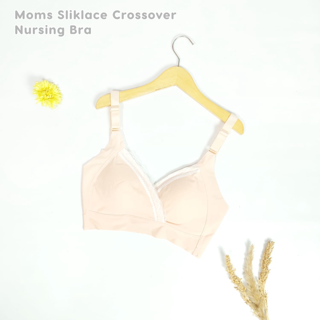 Bra Momz Silk Lace Crossover Nursing Bra - Bra Hamil &amp; Menyusui