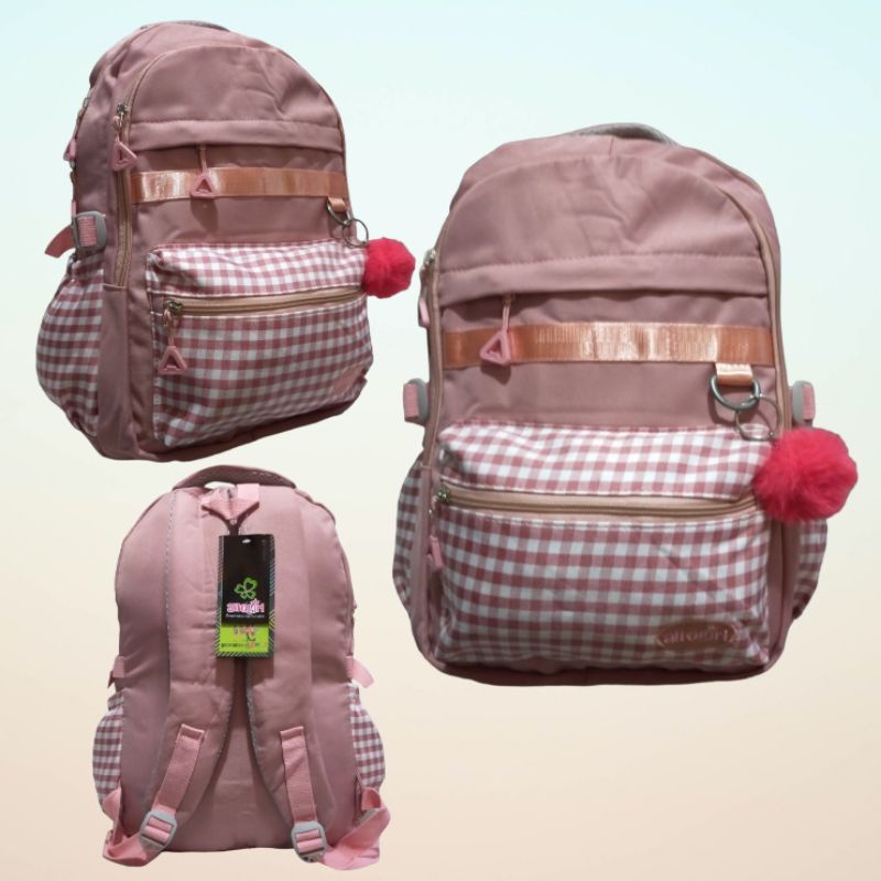 Tas ransel backpack anak perempuan alto girl free rain cover free gantungan kunci