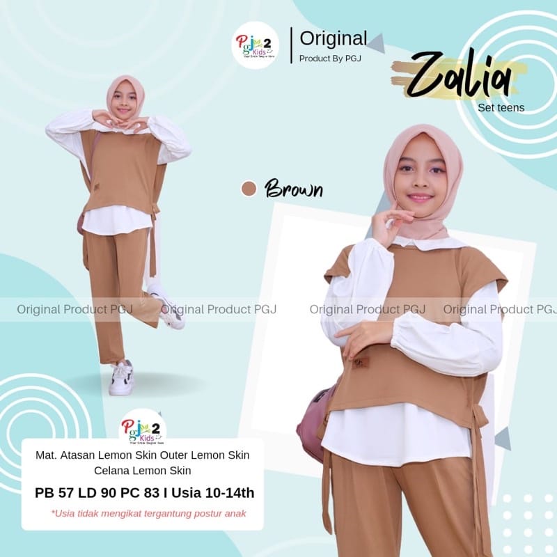 Zalia Set Kids 3in1/ One Set Anak Perempuan 10-14 Tahun / Setelan Anak (Atasan + Outer + Celana)