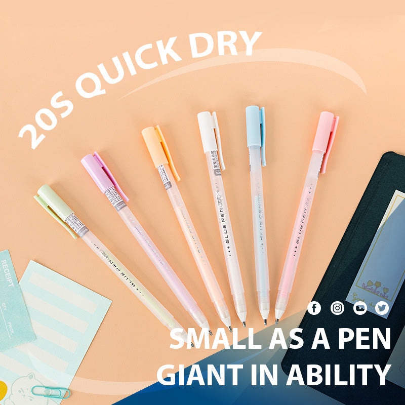 20detik Cepat Kering Lem Pena Portable Dispensing Pen Dot Type Perekat Kreatif Siswa Alat Tulis Manual DIY Stiker Tempel Perekat Lem Warna Permen Solid Glue Stick