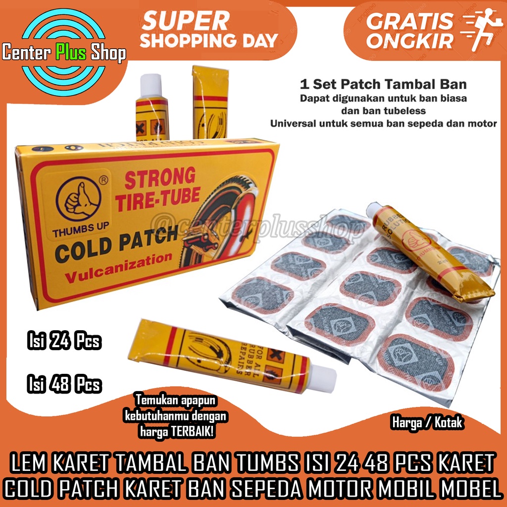 TIP TOP LEM KARET TAMBAL BAN THUMBS UP ISI 24 48 PCS PER KOTAK GLUE KARET BAN SEPEDA MOTOR MOBIL MOB