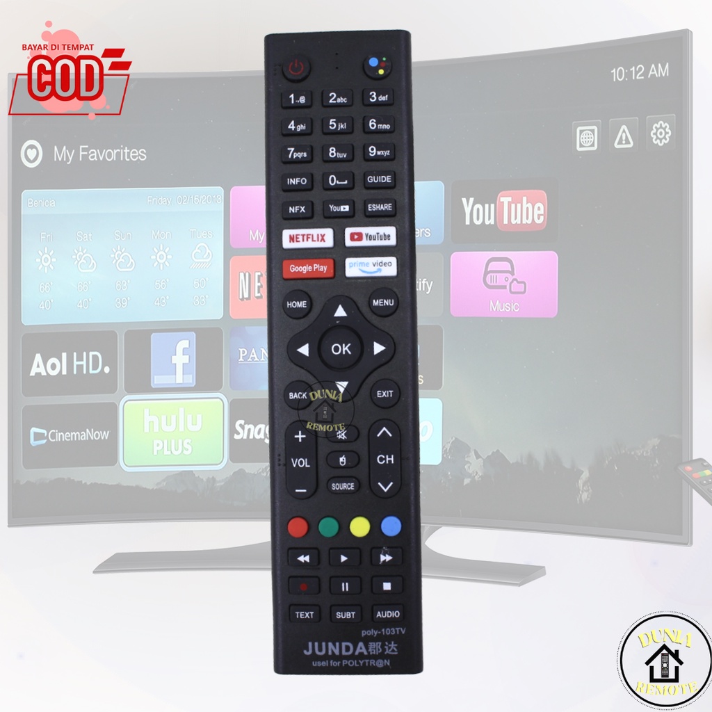 Remot Remote Android Smart TV Polytron LED LCD Type 103poly