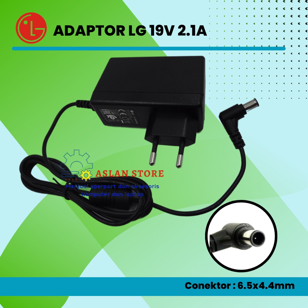 Charger casan Monitor LG TV LED LG Adaptor TV Monitor LG 19V-2.1A LED TV Monitor LG Colokan Jarum original